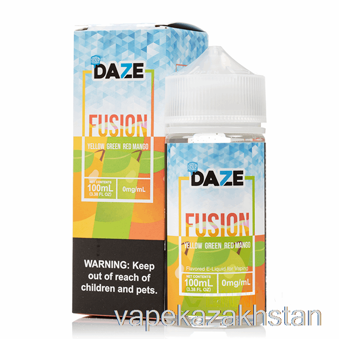 Vape Disposable ICED Yellow Green Red Mango - 7 Daze Fusion - 100mL 0mg